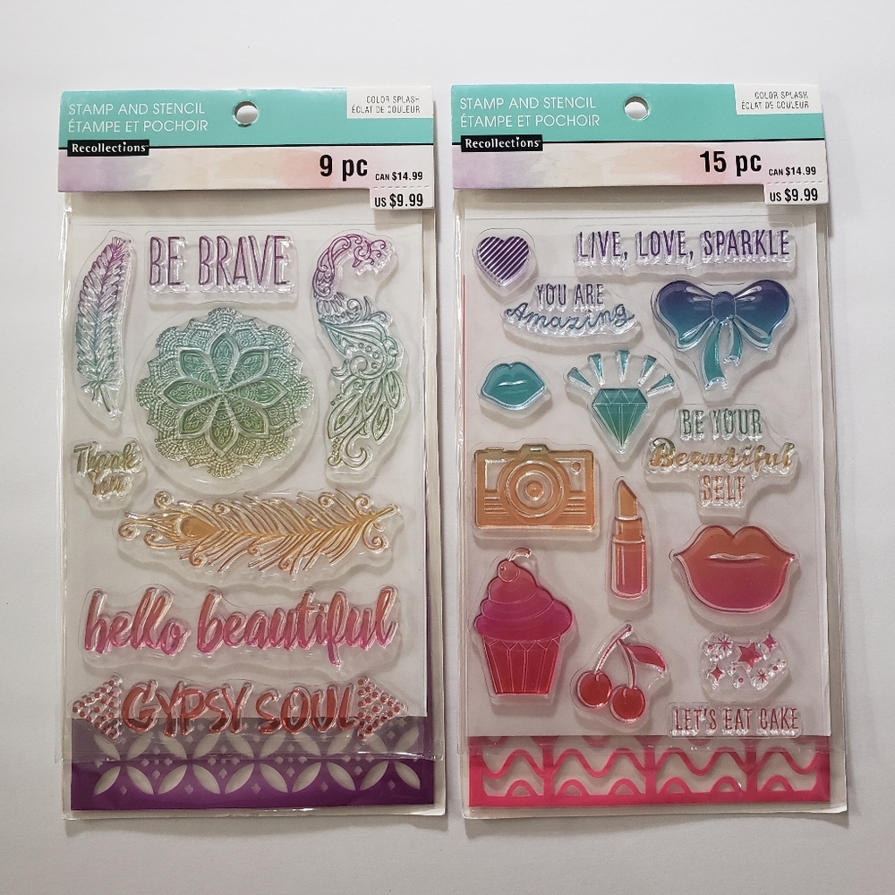 2 Recollections Stamp & Stencil Bundle Lot